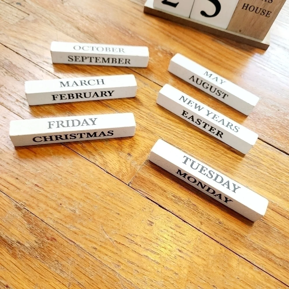 Bless This House Art Deco Wooden Desktop Blocks Calendar Inspirational Holiday